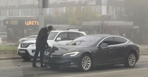 В Иркутске попал в аварию электромобиль Tesla - Верблюд в огне