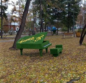 Топиарные фигуры появились на бульваре Гагарина в Иркутске - Верблюд в огне