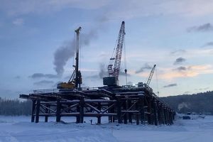 Русловые опоры начали возводить на мосту через Витим в Бодайбинском районе