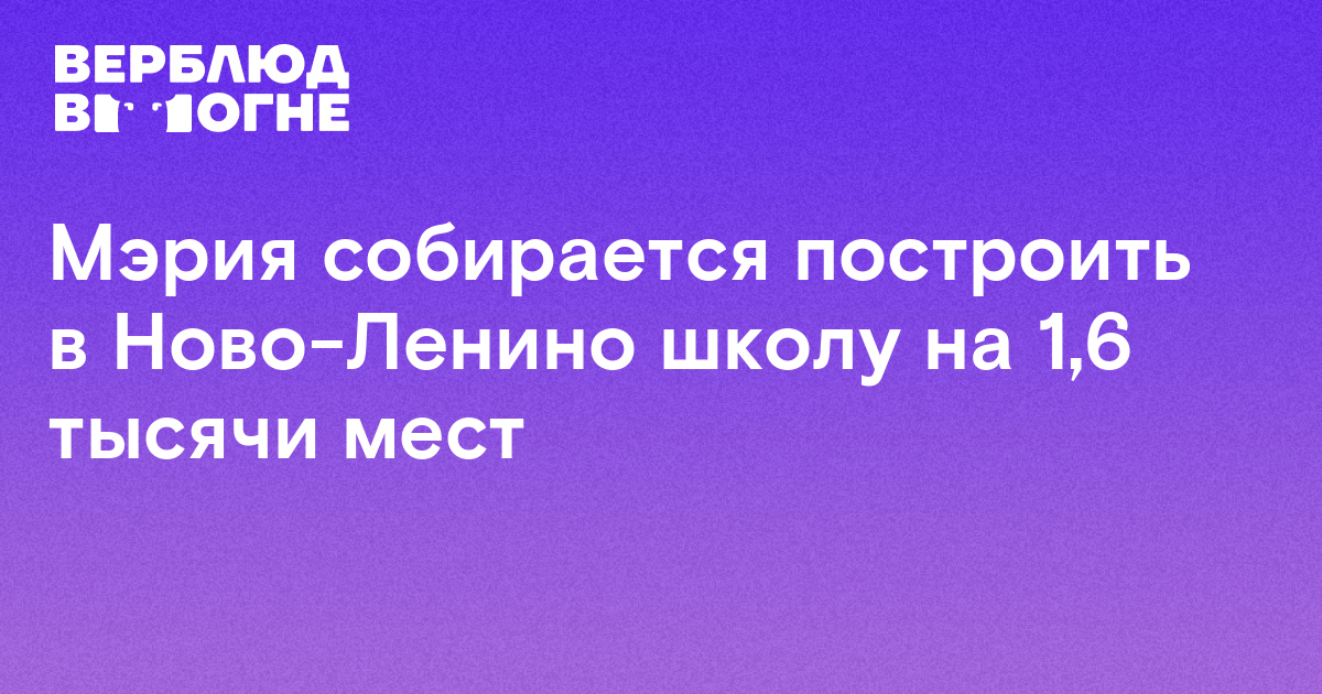 Мэрия собирается построить в Ново-Ленино школу на 1,6 тысячи мест 8212 Верблюд в огне